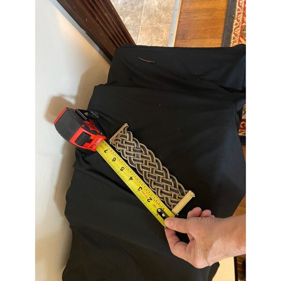 Set of 2 Vintage Magnetic Bracelets Gold Woven & Black Rhinestone Statement - Picture 4 of 9